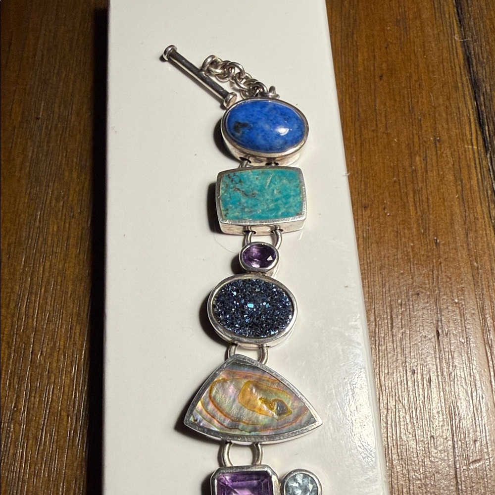 Silver Bracelet with Multicolor Gemstones - Picture 3 of 5
